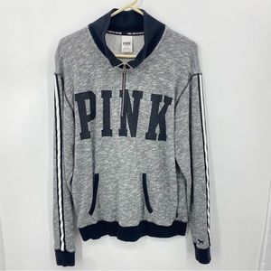 Victoria’s Secret Pink Hoodie Quarter Zip Hoodie Medium Gray and Black
